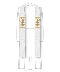 White Pastor or Priest Stole | White Stole with Chi Rho Goldwork Collection