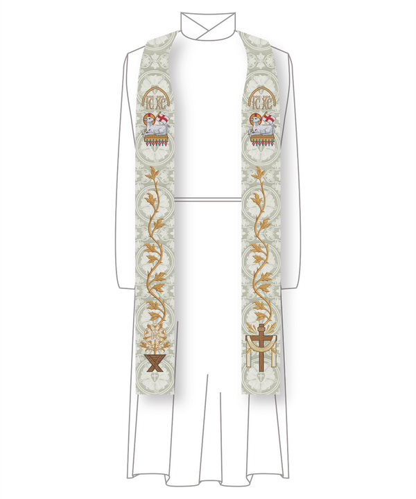 White Clergy Stoles | Christmas Rose Easter Collection Style #3