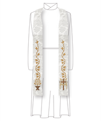 White Clergy Stoles | Christmas Rose Easter Collection Style #4