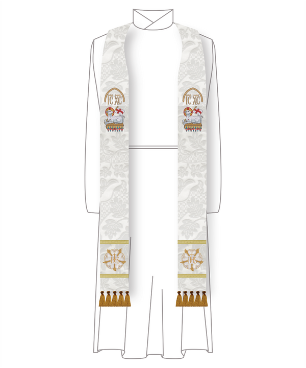 White Clergy Stoles With Christmas Rose | Easter Collection Style #5