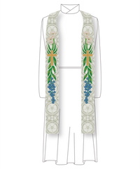 White Easter Lilies Priest Stole | Clergy Pastor White Festival Church Vestment