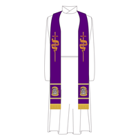 Ecce Agnus Dei Staff Violet Priest Stole | Advent Lent Pastor Stole - Ecclesiastical Sewing