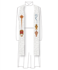 Epiphany Christmas Stole | Pastor Priest White Stole