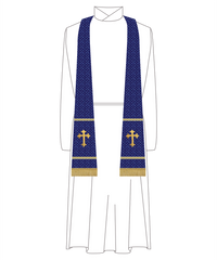 Pastoral or Priest Clergy Stole w/ Exeter Cross | Handmade Clergy Stoles