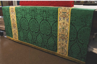 Green Altar Frontal Silk Damask Tapestry Orphrey Bands | Green Altar Hanging