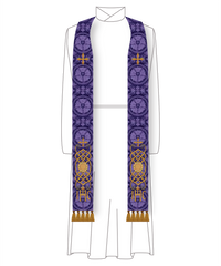 IHC Lattice Purple Stole for Lent | Ecclesiastical Sewing