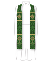 Green IHS Budded Cross Stole | Green Pastor Priest Trinity Stole