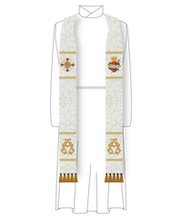 Immaculate Heart  of Mary White Celebration Stole | Priest white Stole