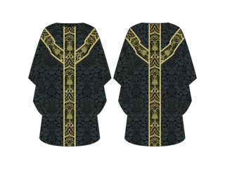 Black Gothic Chasuble with Gold Orphrey Bands – Saint Justin Martyr Collection