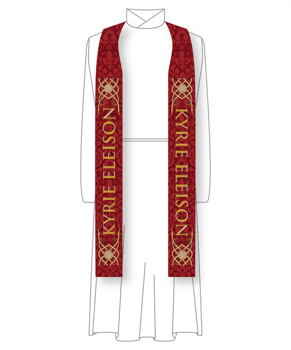 Holy Week Kyrie Eleison Scarlet Violet Stole Lent Liturgical Vestment