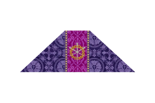 Violet Luther Rose Broacade chalice veil with Roman Purple orphrey band and Crown of Thorns with three nails embroidery – Lent altar linen for Holy Week