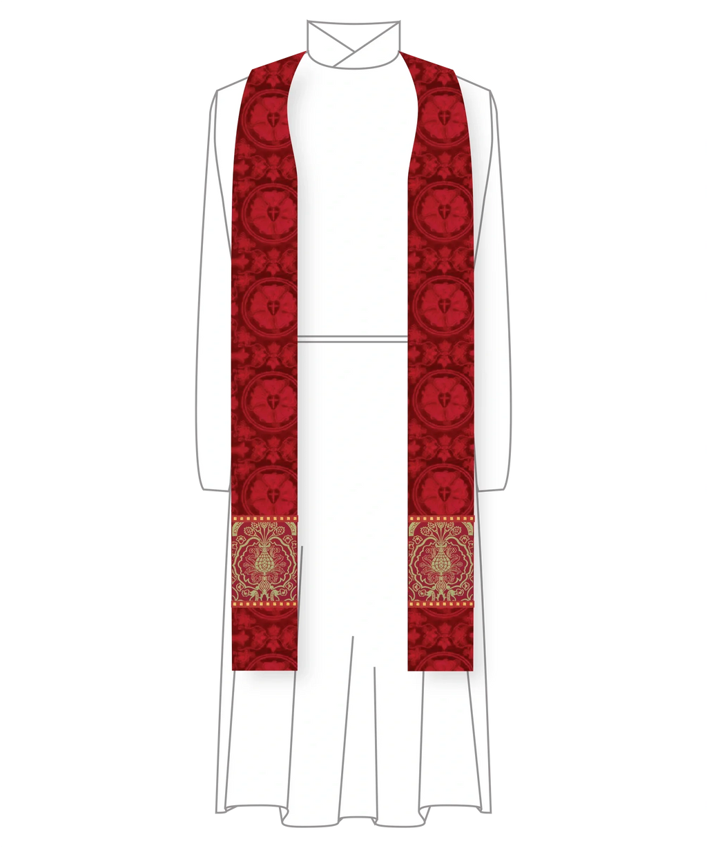 Red Pastor Stole with Red Wakefield Orphrey Bands | Ecclesiastical Sewing