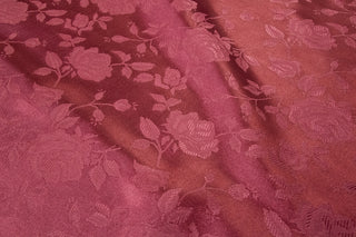Sarafina rose brocade fabric red liturgical jacquard pattern close up