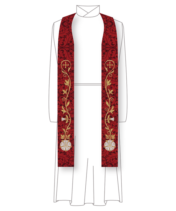 Red or Ivory Rose and Vine Priest Stole Festival Pastor Priest Stole
