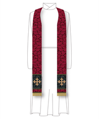 Scarlet Cross Priest Stole Passion | Oxblood Lent Passion Priest Stole