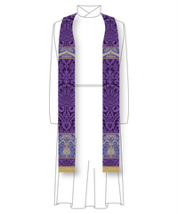 Silk Damask Priest Stoles | Seasonal Colors Clergy Stoles Violet