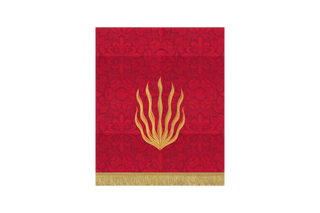 Red Pentecost pulpit fall with burning bush and seven tongues of flame