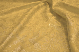 Close-up of Tintern Brocade eight-pointed star, cross and geometric diaper repeat and cross