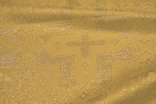 Gold tone-on-tone Tintern liturgical brocade with cross and star diaper pattern