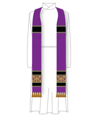 Violet & Black Silk Priest Stole | Silk Dupioni Advent Lent Clergy Stoles
