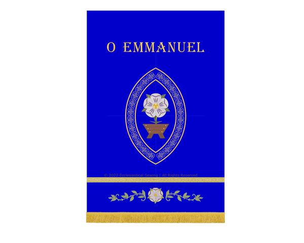 O Emmanuel Advent Banner Blue | Blue Advent Church banner Ecclesiastical Sewing