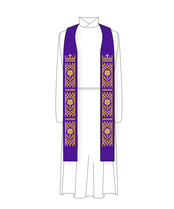 Advent Lattice Pastor Priest Stole | Violet or Blue Clergy Stole - Ecclesiastical Sewing