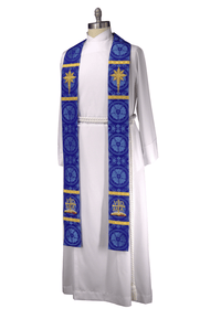 Advent Star Stole | Blue or Violet Advent Pastor Priest Stole - Ecclesiastical Sewing