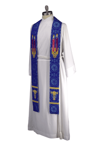 Advent Pastor Stole Blue Tau Cross | Blue Advent Stole Ecclesiastical Sewing