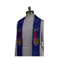 Advent Pastor Stole Blue Tau Cross Detail | Blue Advent Stole Detail Ecclesiastical Sewing