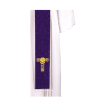 Advent Tau Cross Candles Stole | Blue or Violet Advent Pastor Priest Stole - Ecclesiastical Sewing