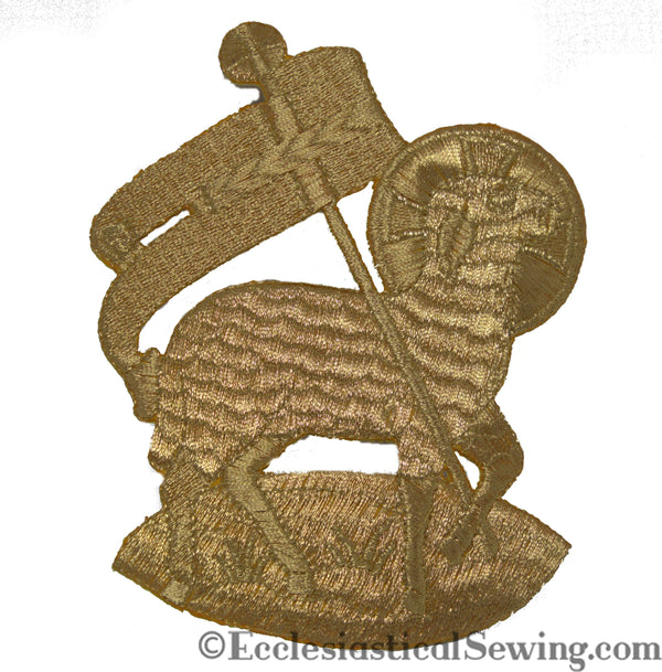Religious applique | Iron on Lamb Gold applique Ecclesiastical Sewing
