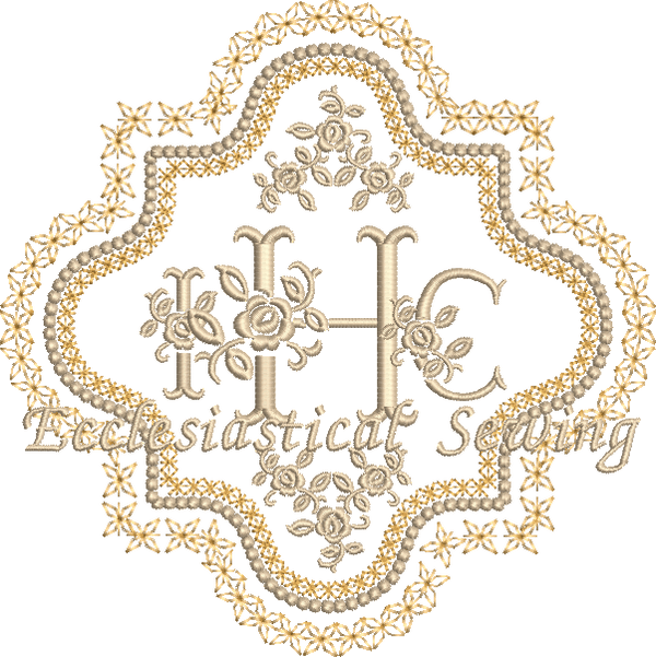 Altar Linen IHC Quatrefoil Monogram Machine Embroidery Design - Ecclesiastical Sewing