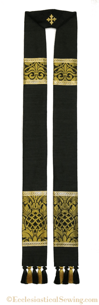 Black Stole for Pastors and Priests | St .Augustine Ecclesiastical Collection - Ecclesiastical Sewing