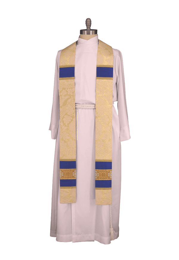 Blue Gold Marian Stole | Pastor Priest Stole Ecclesiastical Sewing