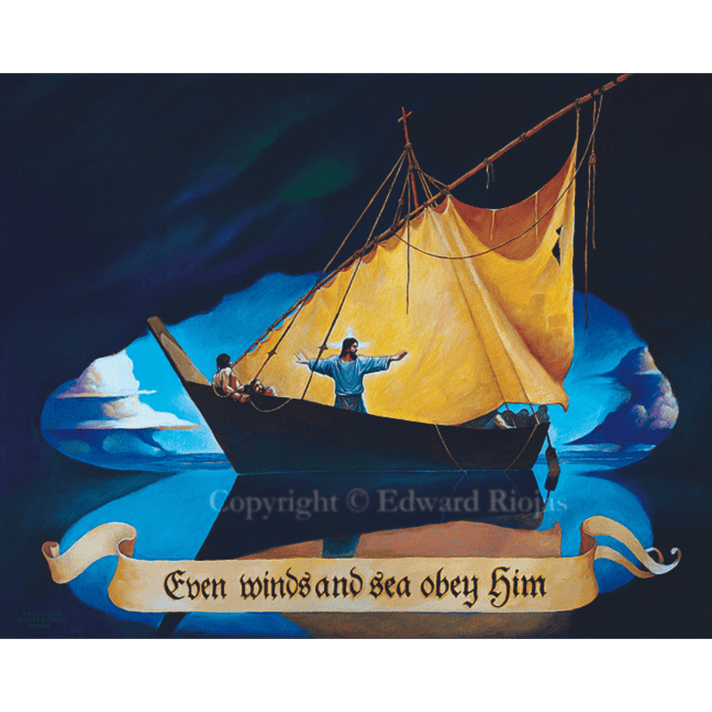 Ed Riojas Line Art Calming of the Storm Christian Art Print | Edward Riojas Artist