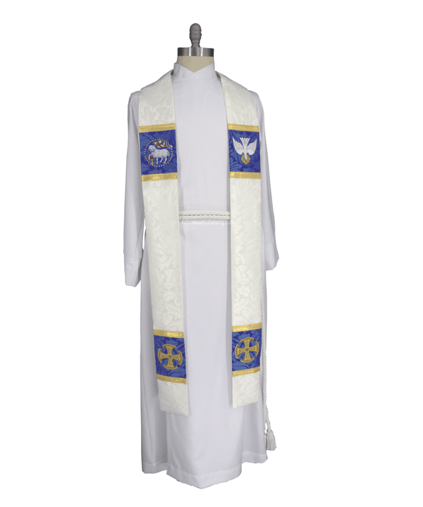 Canterbury Cross Clergy ClergyStole | White Pastor & Priest Stole - Ecclesiastical Sewing