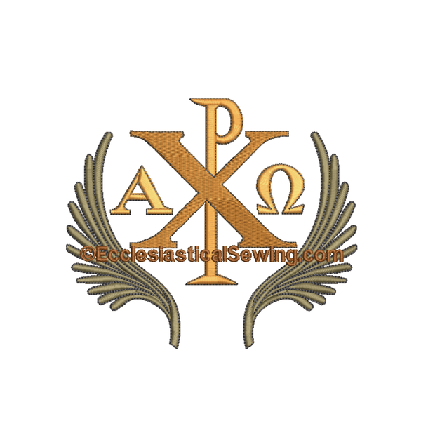 Chi Rho with Palms Church Embroidery Design File | Ecclesiastical Sewing