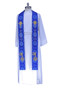 City of David Pastor Stole | Advent Blue Priest Stole Ecclesiastical Sewing