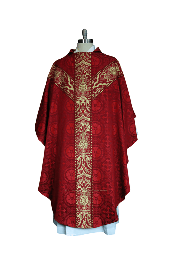 Classic Gothic Priest Chasuble with Y Orphrey Bands |Gothic Brocade Chasuble - Ecclesiastical Sewing