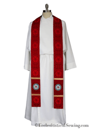Clergy Stole With Luther Rose Design In Seasonal Liturgical Colors
