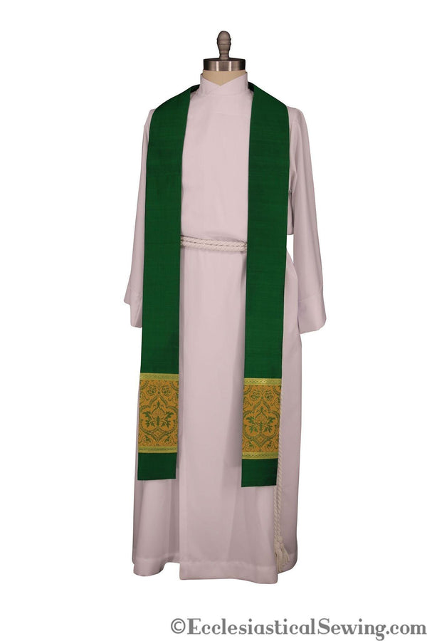 Clergy Stole in the St. Gregory Style #2 | Pastoral and Priests Stoles - Green