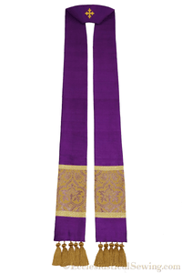 Clergy Stole in the St. Gregory Style #2 | Pastoral and Priests Stoles - Violet