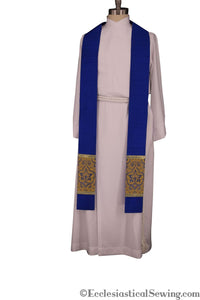 Clergy Stole in the St. Gregory Style #2 | Pastoral and Priests Stoles - Blue