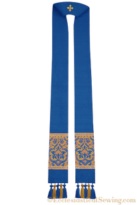 Clergy Stole in the St. Gregory Style #2 | Pastoral and Priests Stoles - Royal Blue