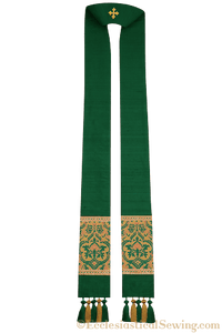 Clergy Stole in the St. Gregory Style #2 | Pastoral and Priests Stoles - Green
