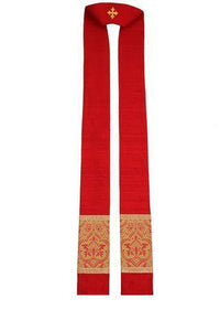 Clergy Stole in the St. Gregory Style #2 | Pastoral and Priests Stoles - Red