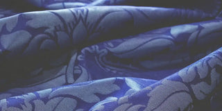 Blue damask church fabric — mobile collection banner