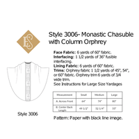 Column Orphrey Monastic Chasuble Sewing Pattern | Style 3006 Monastic Priest Chasuble Yardage hart