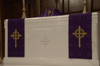 Violet Lent Altar hangings Cross Crown of Thorns | Lent Altar Scarves Violet Ecclesiastical Sewing