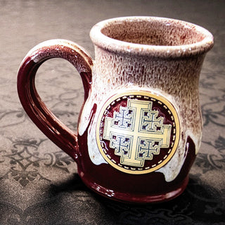 The Crusader's Cup in Crimson Fall and Cream, Jerusalem Cross face